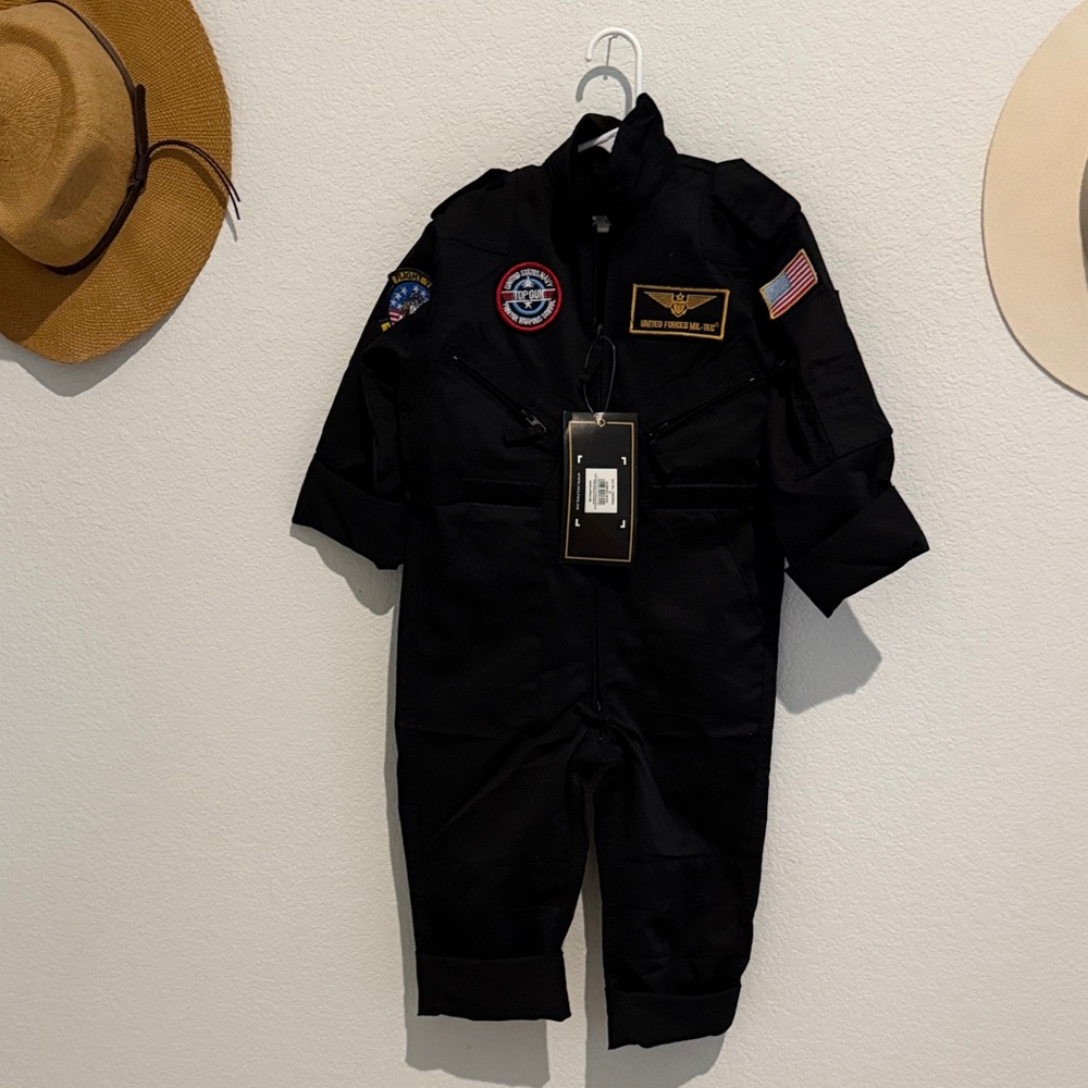 Kids Black Flight Suit Costume